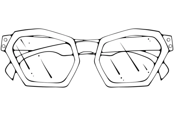 Eye Glasses Trendy Sunglasses Icon Vector Illustrations Hand Drawn Sketch — Stock Vector
