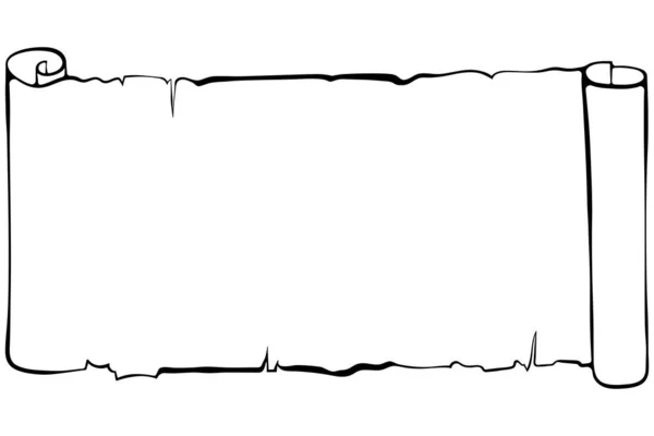 Горизонтальний Аркуш Папірусу Стародавній Сувій Копіспасом Векторні Ілюстрації Стилі Ручного — стоковий вектор