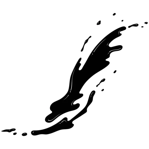 Капли Чернил Воды Краски Спрей Фонтана Силуэт Брызги Жидкости Черный — стоковый вектор