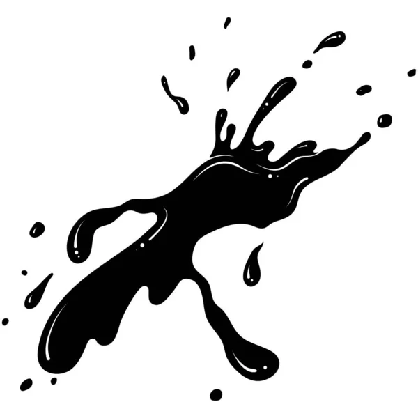 インク 水または塗料の滴 噴水のスプレー シルエットは流体が飛び散った 手描きで黒ベクトルイラスト 抽象的な形 爆発スプラッシュ水の動き — ストックベクタ