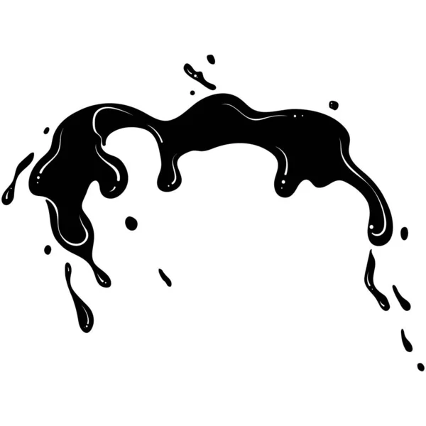 インク 水または塗料の滴 噴水のスプレー シルエットは流体が飛び散った 手描きのフラットスタイルで黒ベクトルイラスト スプラッシュ水の動き 概要形 — ストックベクタ