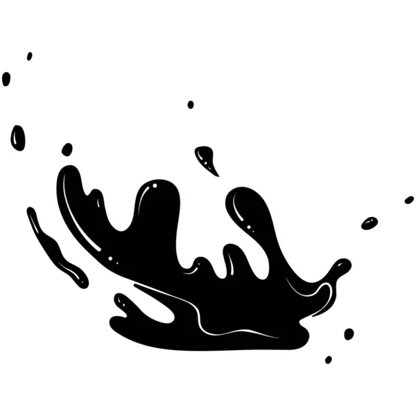 インク 水または塗料の塊を落とします 噴水のスプレー シルエットは流体が飛び散った 手描きで黒ベクトルイラスト スプラッシュ水の動き 概要形 — ストックベクタ
