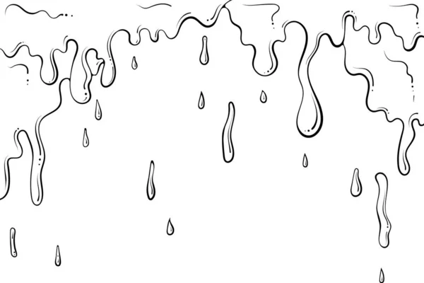 滴轮廓液 融化的巧克力或油 矢量插图手绘草图涂鸦风格 在白色上孤立的黑线艺术图形 — 图库矢量图片