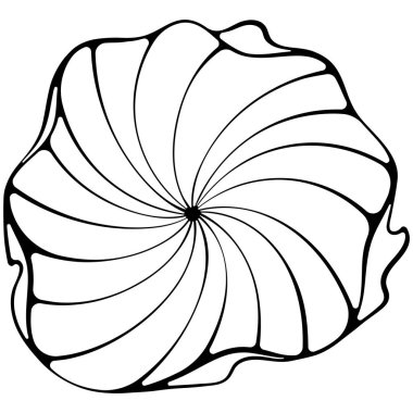 Harika soyut spiral şekil. Minimalist siyah geometrik girdap ve retro tasarım için dalga. Elle çizilmiş robot resim çiziminde vektör illüstrasyonu. Siyah grafik beyaza izole edilmiş. Krem şanti!