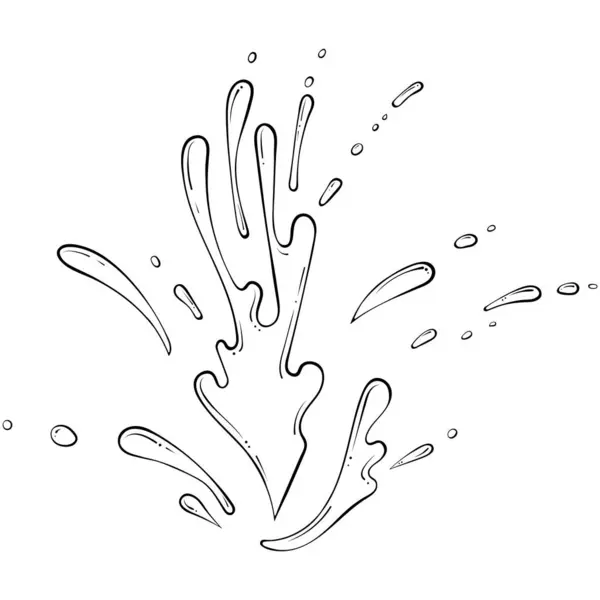 Spatten Water Verf Spray Van Fontein Vector Illustratie Hand Getekend — Stockvector