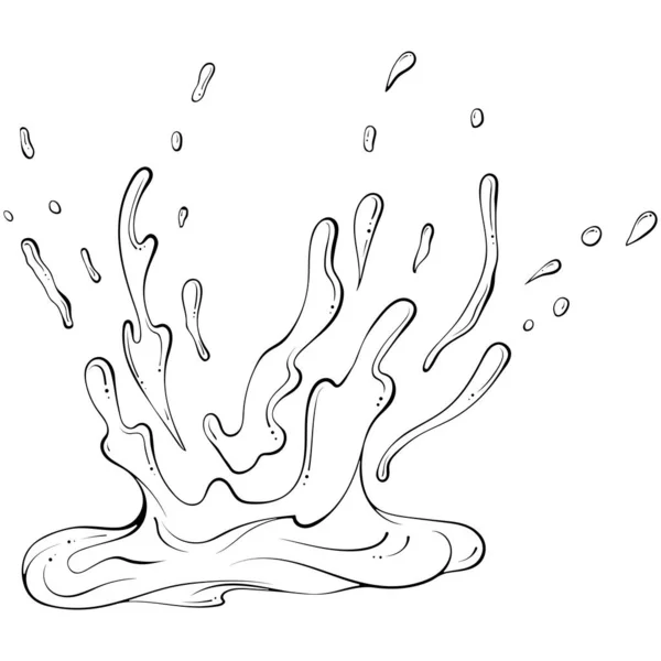 Брызги Воды Краски Всплески Жидкости Векторная Иллюстрация Стиле Рисования Каракулей — стоковый вектор