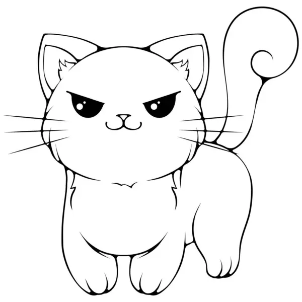 Niedliche Kawaii Katze Zeichentrickfigur Kätzchen Verräterische Emotion Vektor Illustrationen Handgezeichneten lizenzfreie Stockvektoren