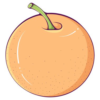 Renkli sarı yuvarlak elma. Olgun tatlı yaz meyvesi. Beyaz üzerine izole edilmiş çizgi film tarzında vektör illüstrasyonu. Doğal ve sağlıklı yiyecekler.