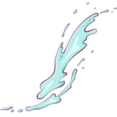 Su ya da boya damlaları. Fıskiye spreyi. Su sıçrat. Elle çizilmiş karikatür tarzında vektör illüstrasyonu. Beyazda izole edilmiş basit renk grafiği.