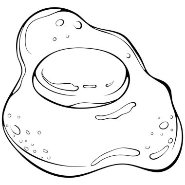 Yağda yumurta. Geleneksel İngiliz kahvaltısı. Elle çizilmiş robot resim çiziminde vektör illüstrasyonu. Çizgi sanatı keto diyet ürün grafik beyaz izole. Boyama kitabı için tasarım, yazdırma