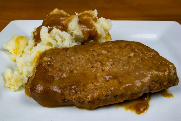 stock image slice of meat loaf with mashed potatoes