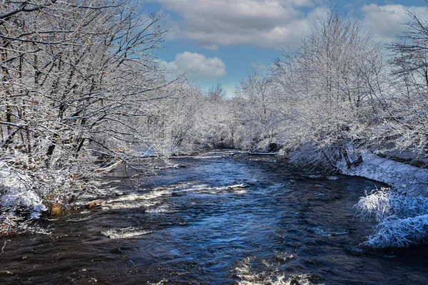 stock image winter along the  nashua  river  in leominster massachusetts