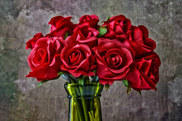 Close Red Roses Vase — Stock Photo, Image