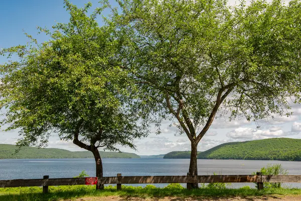 Quabbin rezervuarı bir bahar günü Massachusetts 'te bulunur.