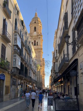 Malaga, İspanya - 28 Ekim 2023: Malaga Katedrali, Güney İspanya 'nın Endülüs kentindeki Malaga şehrinde bir Roma Katolik kilisesi.