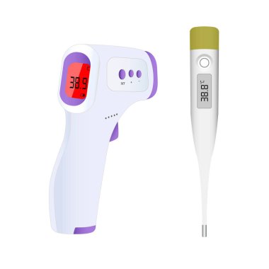 Celsius Pharyngate Sıcaklık Termometresi Elektronik Yeşil Mor Vektör Termometresi