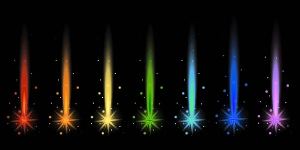 Вспышки Светло Белых Блесток Взрыв Фьютега Вектор Фиолетовый Синий Зеленый — стоковый вектор