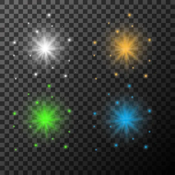 Meteorit Komet Sternenbrillanz Und Blitz Weißer Vektor Funkelt Und Sterne — Stockvektor