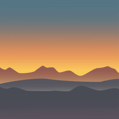 Günbatımına karşı çöl manzarası. Romantik atmosfer.