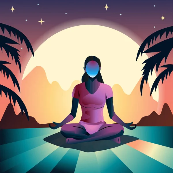 Kız Meditasyonu Uzaylı Aydınlanması Anlayışı — Stok Vektör