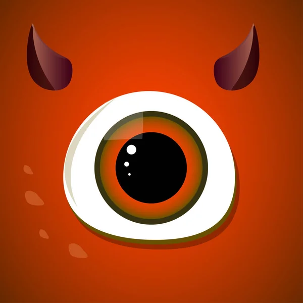 Cartoon Monster Red Devil Big Eye Векторный Хэллоуин Красный Холодный — стоковый вектор