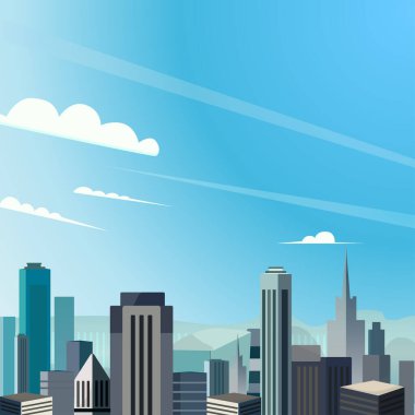Şehir ve Blue Sky New York. Vektör çizimi izole elementler. arkaplan.