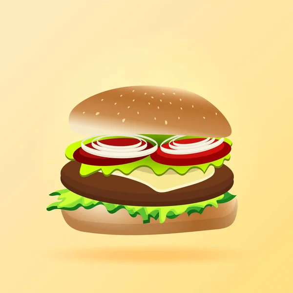 Soczysty Burger Pyszne Tło Dla Reklamy Wektor Obrazu — Wektor stockowy