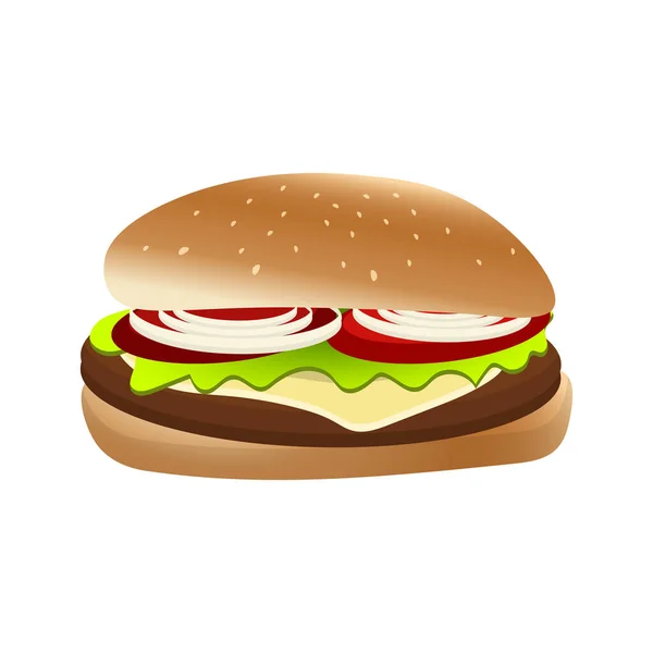 Soczysty Burger Białym Izolowanym Tle — Wektor stockowy