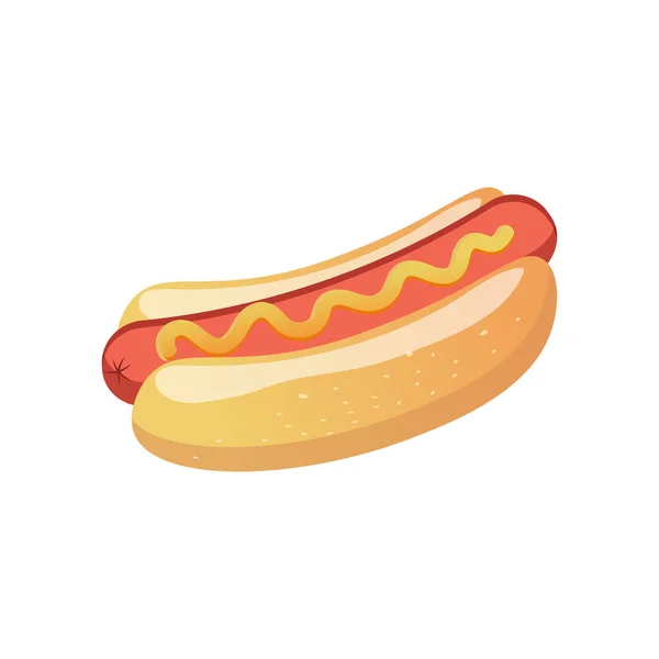 Vektor Hot Dog Auf Weißem Isoliertem Hintergrund Amerikanisches Essen — Stockvektor