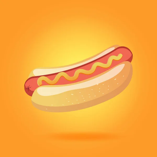 Wektor Hot Dog Żółty Tło Dla Reklamy Mocap Jedzenie Amerykańskie — Wektor stockowy