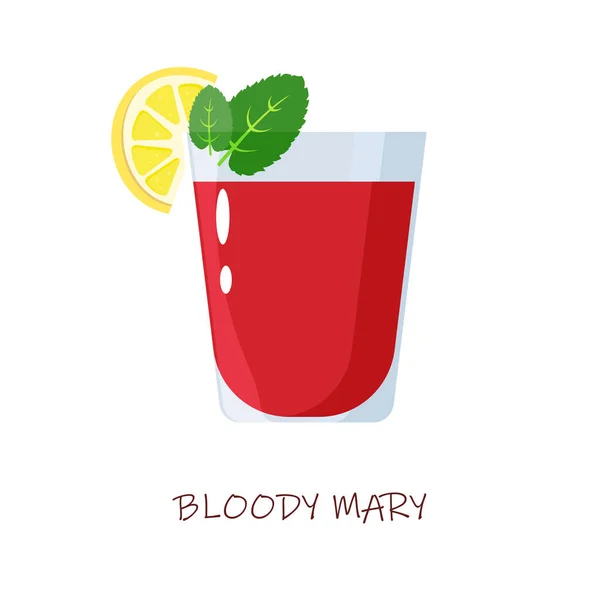 Bloody Mary Drink Lemon Mint Vector Illustration — Stock Vector