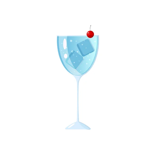 Cocktailsoda Oder Wasser Mit Eis Und Einer Kirsche Glas Vektorillustration — Stockvektor