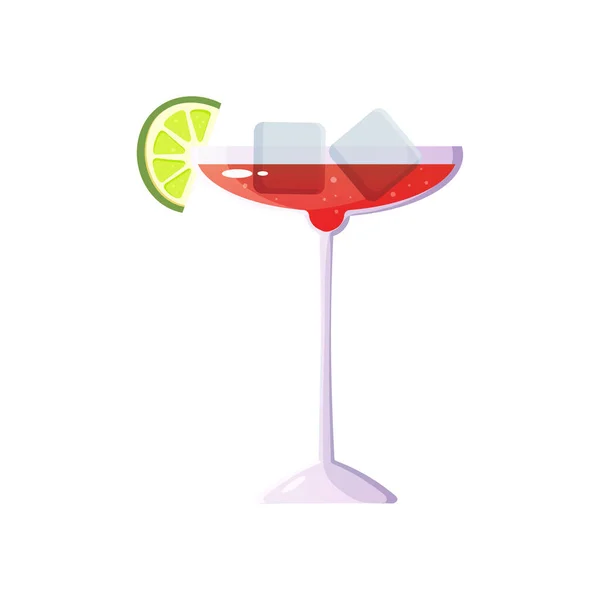 Manhattan Cocktail Mit Limette Minze Und Eis Vektorillustration — Stockvektor