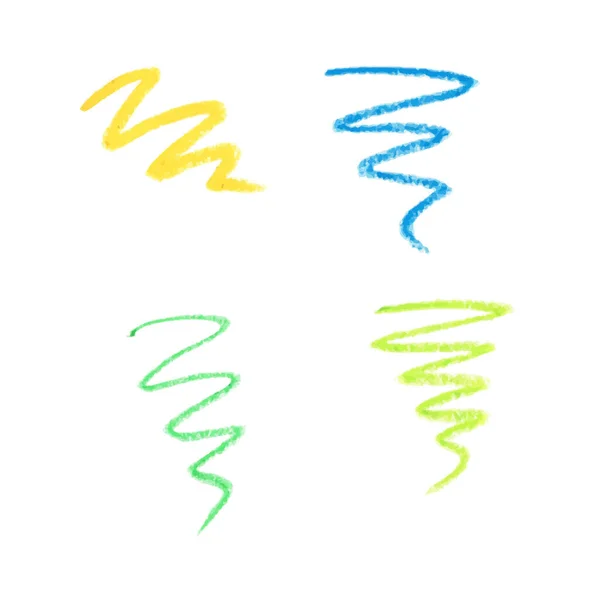 Фактура Олівця Крейди Різних Формах Набір Рука Намальована Зелений Жовтий — стоковий вектор