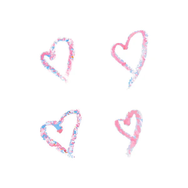 Синьо Рожеві Серця Намальовані Помадою Олівцем Мальований Вручну Стиль Моди — стоковий вектор
