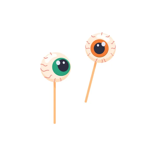Halloween Candy Eyeball Lollipop Spiral Vector Illustration — Stock Vector