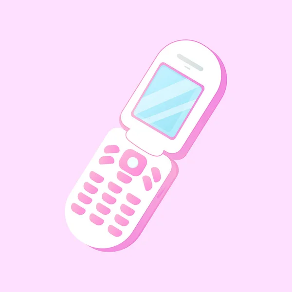 Růžový 2000E Y2K Barbie Styl Telefonu Složit Nostalgie Vektorová Ilustrace — Stockový vektor