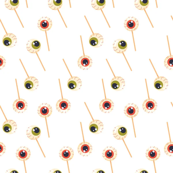 Halloween Candy Lollipops Candy Shape Eye Stick Vector Illustration — Stock Vector