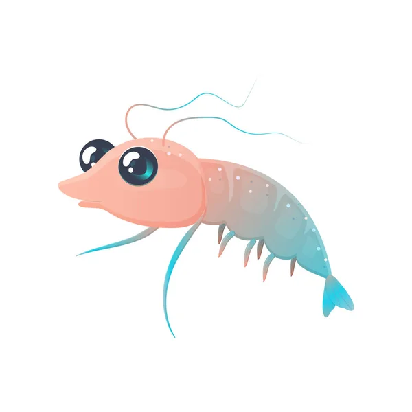 Kawaii Cute Shrimp Vector Illustration Sea Creatures Ilustration — Stock Vector