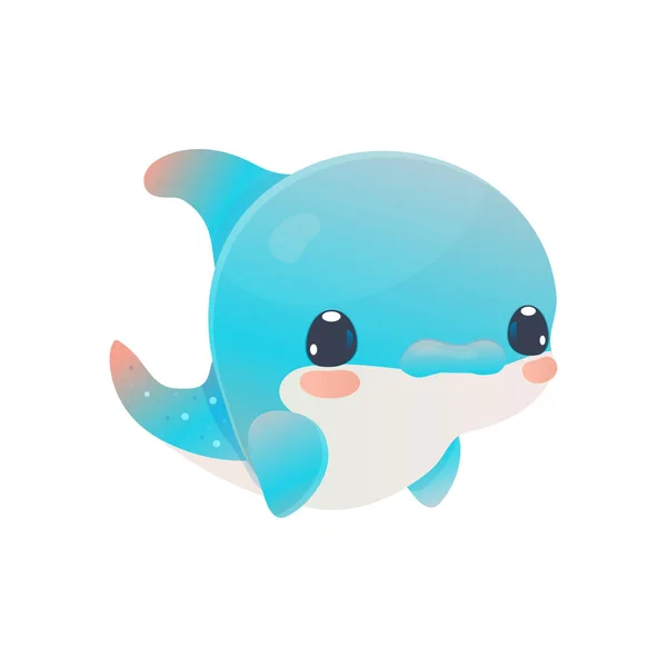 Kawaii Sea Dolphin Vector Illustration Sea Creatures Underwater Ilustration — Stock Vector