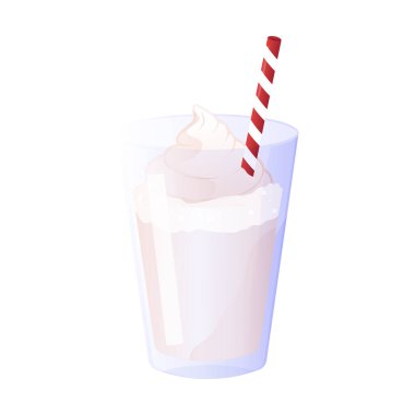 Milkshake, eggnog, samanla kış içkisi. Vektör illüstrasyonu 