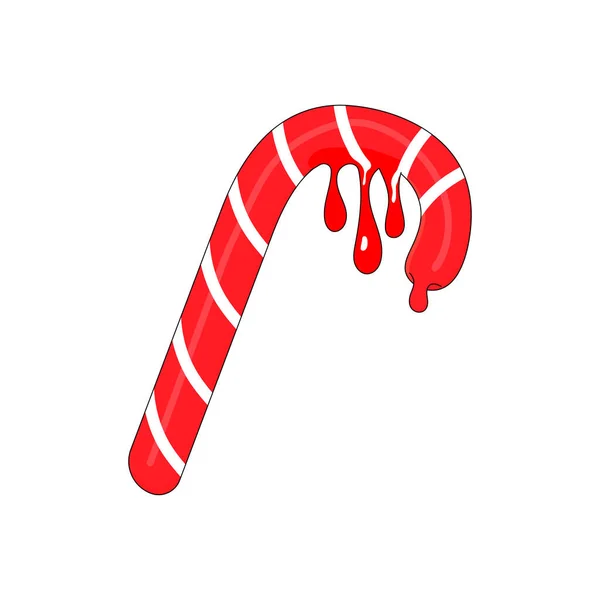 Weihnachten Rot Weißer Lutscher Schmolzen Fließend Tropfnass Vektorillustration — Stockvektor
