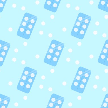 Kusursuz desenli haplar haplar, tıbbi ilaçlar. Vektör illüstrasyonu