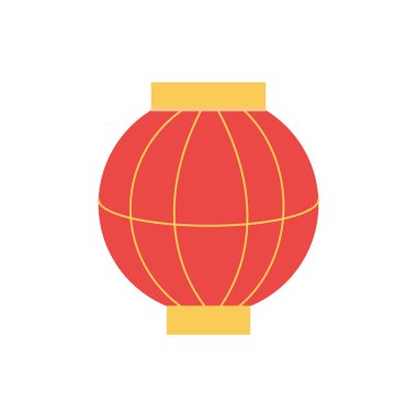 Altınla birlikte kırmızı Çin feneri. Beyaz arkaplanda vektör karikatür çizimi