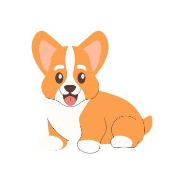 Köpek, Corgi Pet evlatlık edinme, evsiz hayvanların bulmasına yardım et. Vektör illüstrasyonu beyaz arkaplanda izole edildi