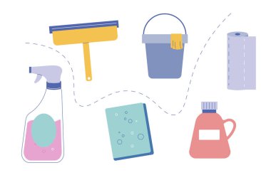 Temizlik seti, yıkama, sprey temizleme, bulaşık yıkama, yer paspası, pencere temizliği.