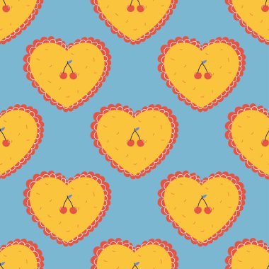 Vişneli turtanın mükemmel, pürüzsüz deseni, vektör çizimi