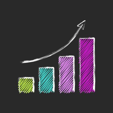 Karalama karalama büyüme finansmanı, grafik, kolaj biçimi bilgileri neon renk vektörü ile