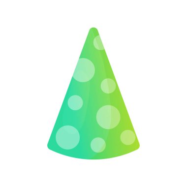 Kafanda yeşil desenli parti şapkası var. Beyaz izole edilmiş arka plan vektörü.