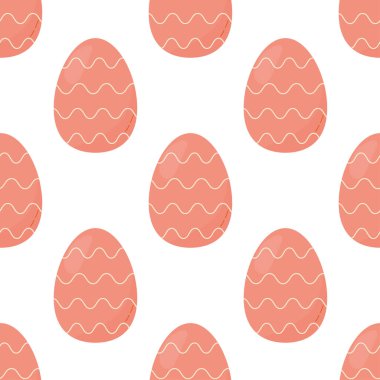 Pembe dalgalı kusursuz paskalya yumurtaları. Vektör. Tasarımın, ambalaj kağıdın, kumaşın için..